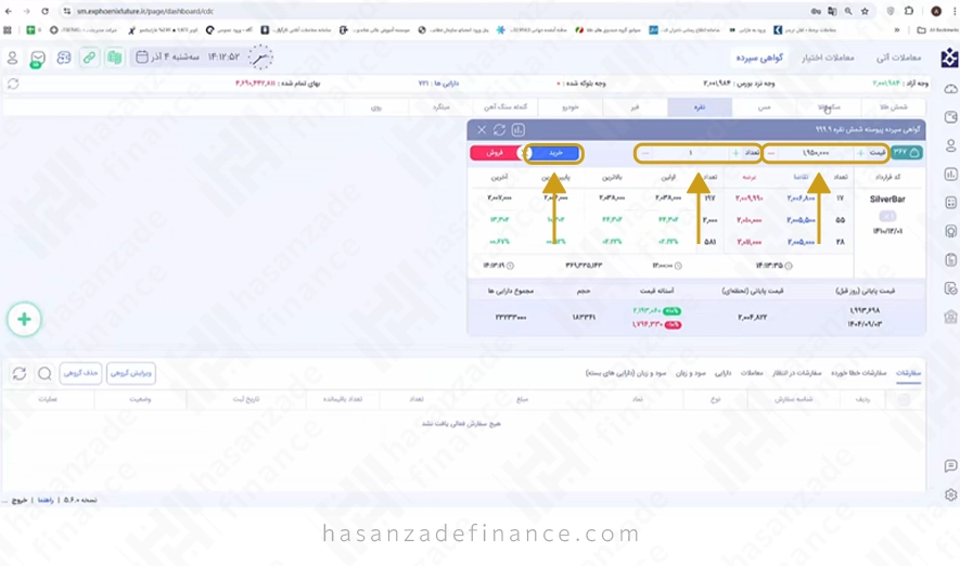 نحوه ثبت سفارش خرید یا فروش گواهی سپرده سکه طلا